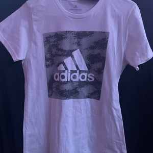 Addidas white logo tee